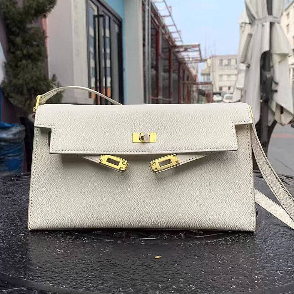 Isabelle Women's PU Leather Shoulder Bag With Buckle Tote Handbag in Black - Beige