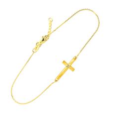 Diamond Sideways Cross Bracelet in 9ct Gold - gold