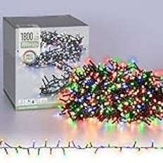 ECD Germany LED-kluster ljusslingor färgglada, 36m, 1800 LED, multifunktion 8 lägen, med timer, julbelysning för inom- och utomhusbruk vattentät IP44, julgransbelysning 230V med stickkontakt