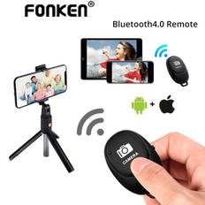 FONKEN Trådlös Bluetooth-telefon Selfie Stick Shutter Självutlösare Timer Release Kamera Fjärrkontroll för IOS Android svart