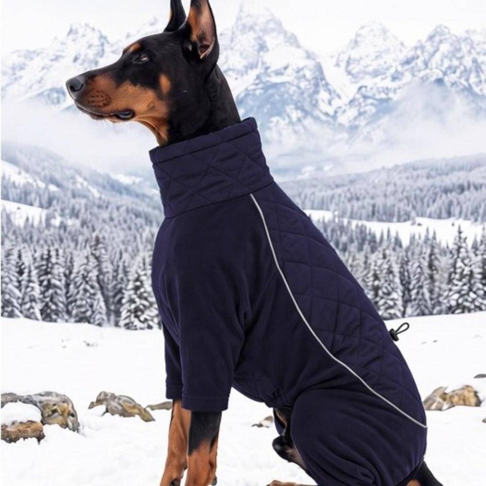 Windproof Fleece Dog Jumpsuit Adjustable Dog Warm Pajamas Cold‑Resistant Dog Outdoor Suit  Winter