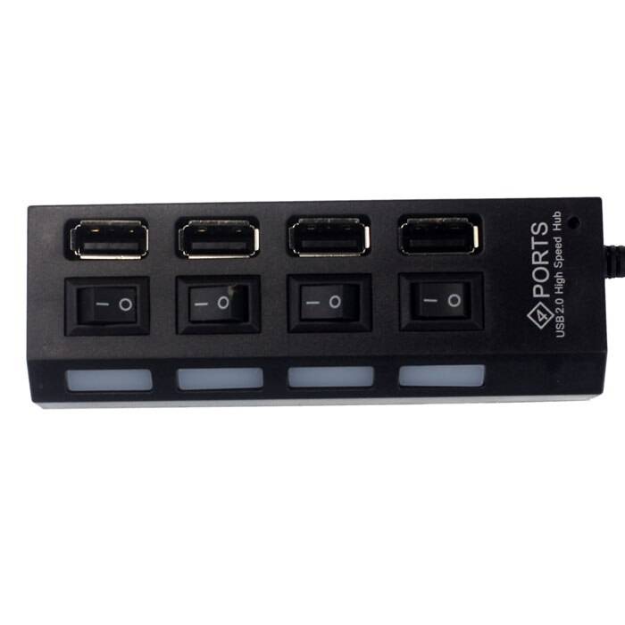 Helt kompatibel usb 2.0 4 portar på/av-strömbrytare led-hub för pc laptop notebook#yl - Svart