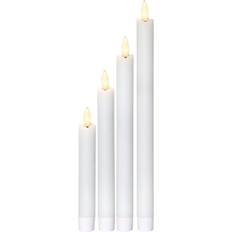 Flamme LED-antikljus i vax med timer 4st - 16-28cm