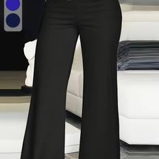 TEMU Plus Size, Plus Size Women's Striped Wide Leg Pants High Waisted Comfortable Lounge Trousers Trendy Casual Elastic Waist Fabric Fashionable Long Pants