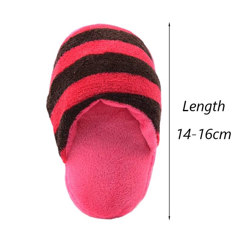 Squeaky Plush Slipper Chew Toy for Small Dogs - Rose Black Stripe / As the picture / SPC (As the picture)
