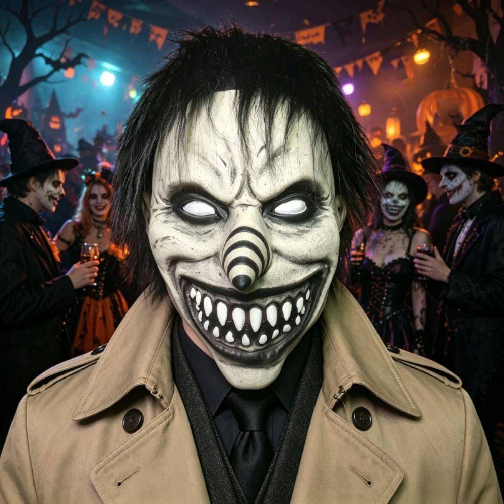 Helansikte Halloween Läskig Mask Latex Realistisk Spiral Clownhuvudskydd Spöklik Clownstil Skräckinjagande Cosplaymask Karnevalsfest gray