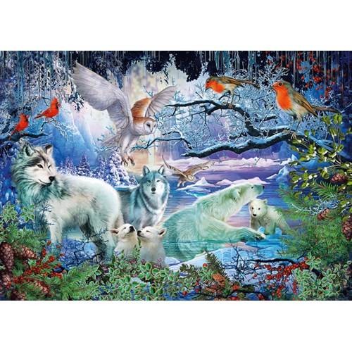 1000 bitar - Wolves in a winter forest