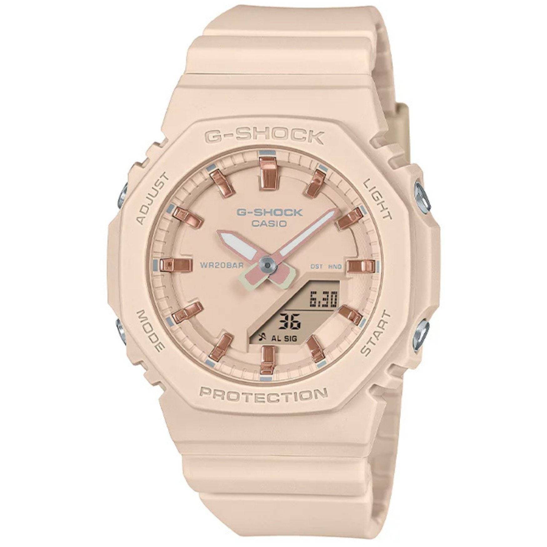 Casio G-Shock Octagon Series GMA-P2100M-4AER | Damklocka med Beige urtavla | 40 mm | Quartz | Resin | Armbandsur