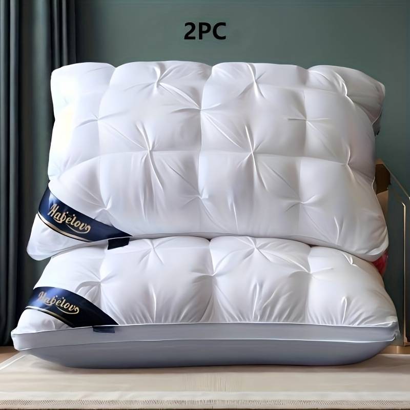 TEMU 1/2pcs Quality Pillow, Deep Sleep Neck Support, Non-collapse Pillow Core For All , Hypoallergenic Polyester Cover, Modern | Soft Texture Finish, Sleep Pillow, Cooling Pillow, Neck Pillow, Gift