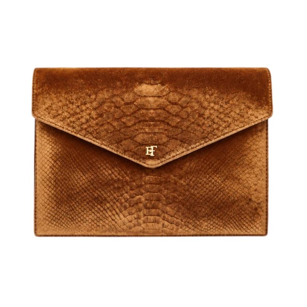Elisabetta Franchi Skuldertaske i fløjl - Tasker - Dame - Brun - ONE SIZE - Uld
