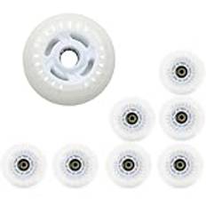 JJHIOI LED Light Up Wheels 90A Luminous Inline Skate Wheel Indoor Outdoor Ersättning PU-hjul med lager, 8 Pack,White,80mm