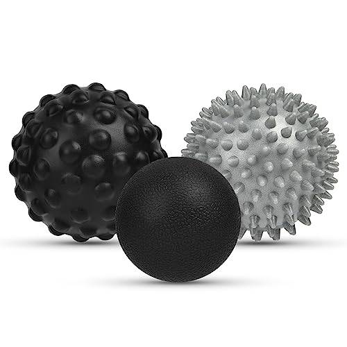 URAQT Fasciaboll, Set om 2, Liten Hård Piggsvinboll, Fascia Massageboll med Nubbar, Massagebollar för Behandling av Muskelspänningar, Porcupine Massageboll för Fötter, Rygg, Nacke, Händer