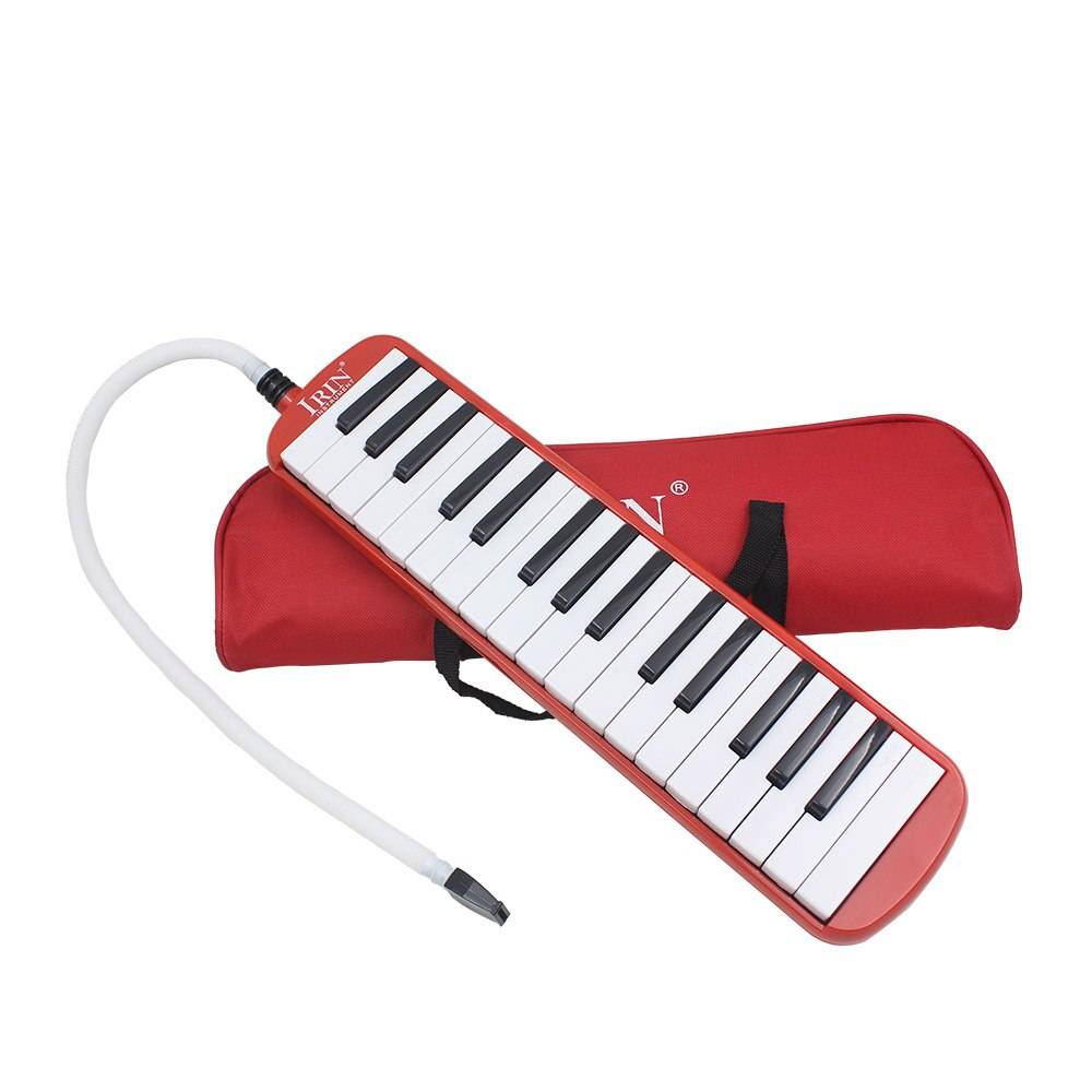 Munorgan klaviaturinstrument hållbart 32 pianotangenter melodica med bärväska för musikälskare nybörjare utsökt - Röd
