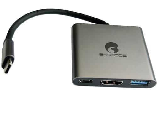 G-REECE 3-in-1 USB-C Hub med Type C PD port, USB 3.0, 4K HDMI| Multiport laddnings- och anslutningsadapter