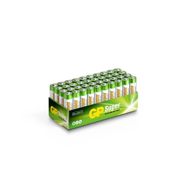 GP Super Alkaline AAA-batteri, LR03, 40-pack
