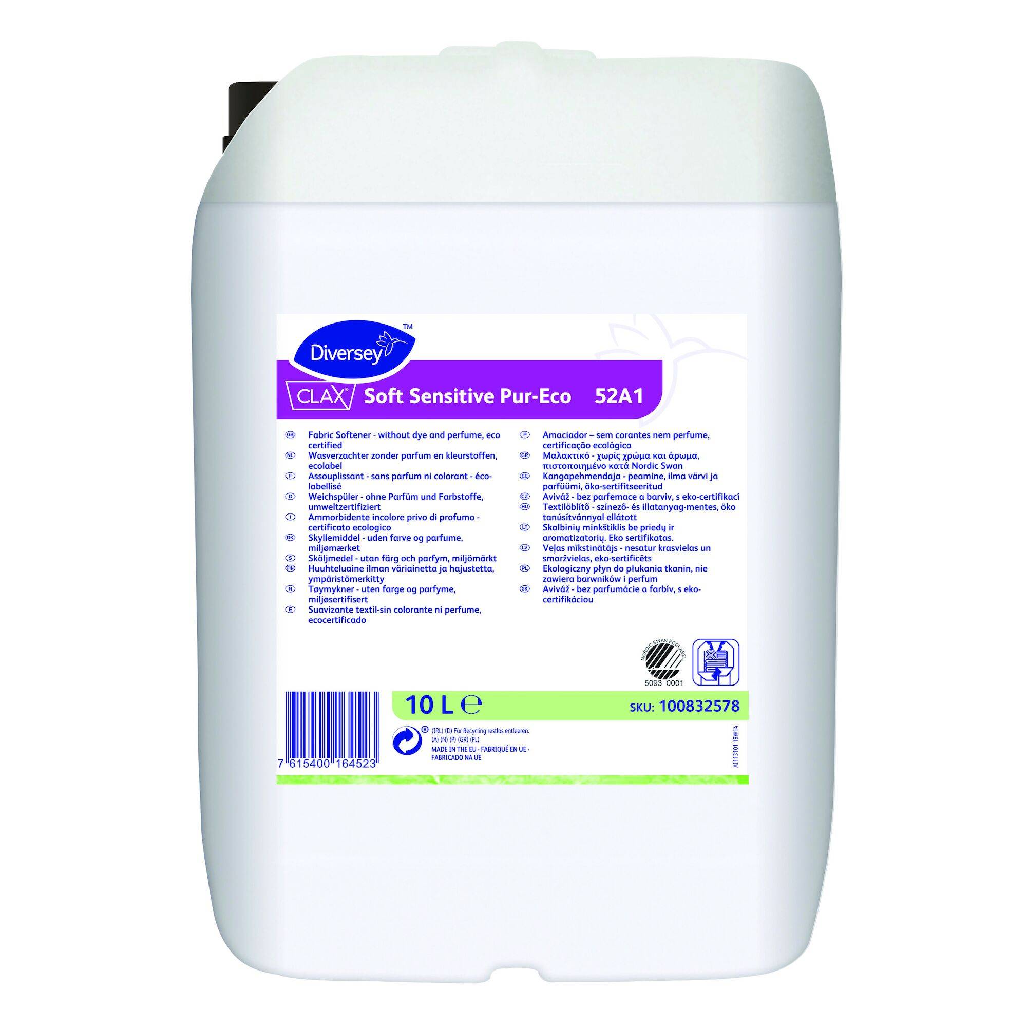 Sköljmedel Clax Soft Sensitive Pur-Eco, parfymfritt, 10L