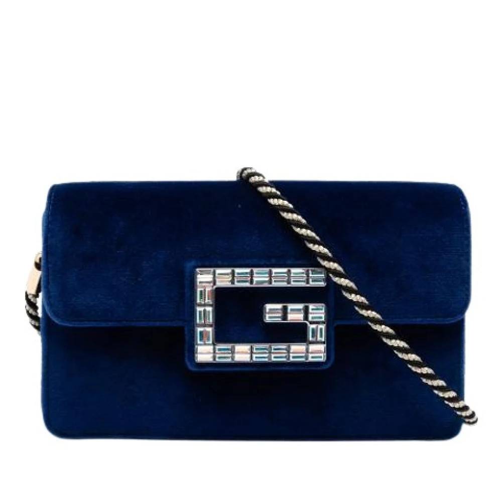 Gucci Vintage Pre-owned The Broadway Cross Body Bag - Vintage - Dame - Blå - ONE SIZE - Uld