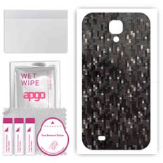 apgo Protective Skin Sticker for the back compatible with Samsung Galaxy S4 Active i9295, Wrap Film, Foil, Vinyl - Pattern Carbon Black Pixel