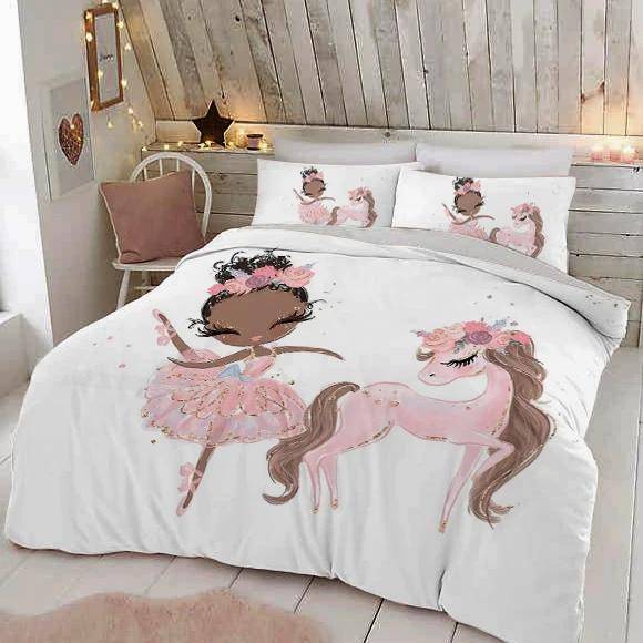 Härligt Prinsessa barn Sängklädesset 150x200 Slott Påslakan Örngott Sängöverkast För Flickor Twin Enkel Storlek Täcke 200x200 173x218cm 2pcs