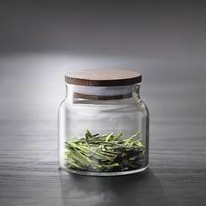TEMU 1pc Mini Glass Jar With Bamboo Lid - Freezer- Airtight Seal Round Container For Tea, Coffee, Spices, Herbs - Portable Pantry Storage, Glass Jar, Travel & Refrigerator Organization (bamboo Lid)