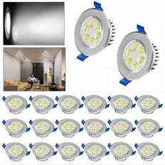 LILIIN Paket med 20 infällda taklampor 3W / 5W LED-taklampa platt infälld spotlight set varmvit / kallvit 230V aluminium takspots hushålls ultratunna