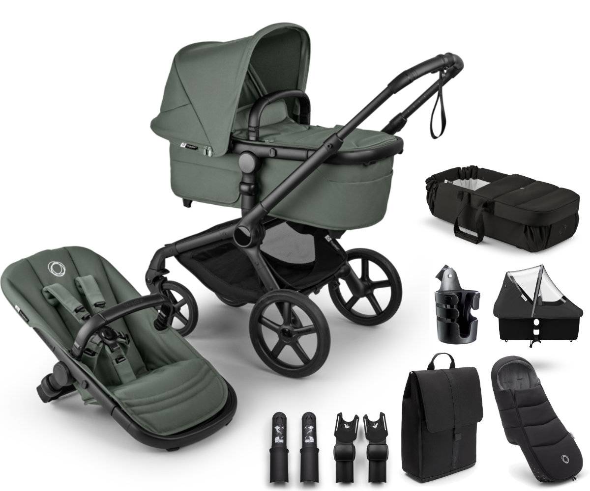 Bugaboo Fox 5 Renew 7-in-1 Stroller Set with Accessories - Black / Forest Green