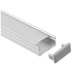 Aluprofil til LED strips, 18x8 mm, 1 meter, inkl. mælkehvidt cover, klips, endestykker