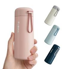 Exllena Liten flaska 250 ml tillverkad av 304 rostfritt stål, dubbel vägg vakuumisolering för varma och kalla drycker, miniflaska med bärhandtag – 100 % läckagesäker (rosa)