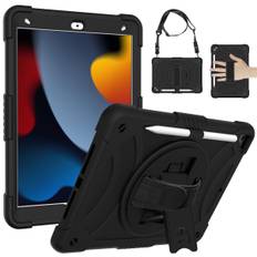 Til iPad Air 5. generation etui, iPad Air 4. 10,9”  Duty Shockproof Cover -Pencil Holder -Rotating Stand