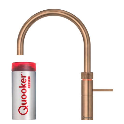 Quooker Fusion Round Combi+ køkkenarmatur, kogende vand, bruneret messing