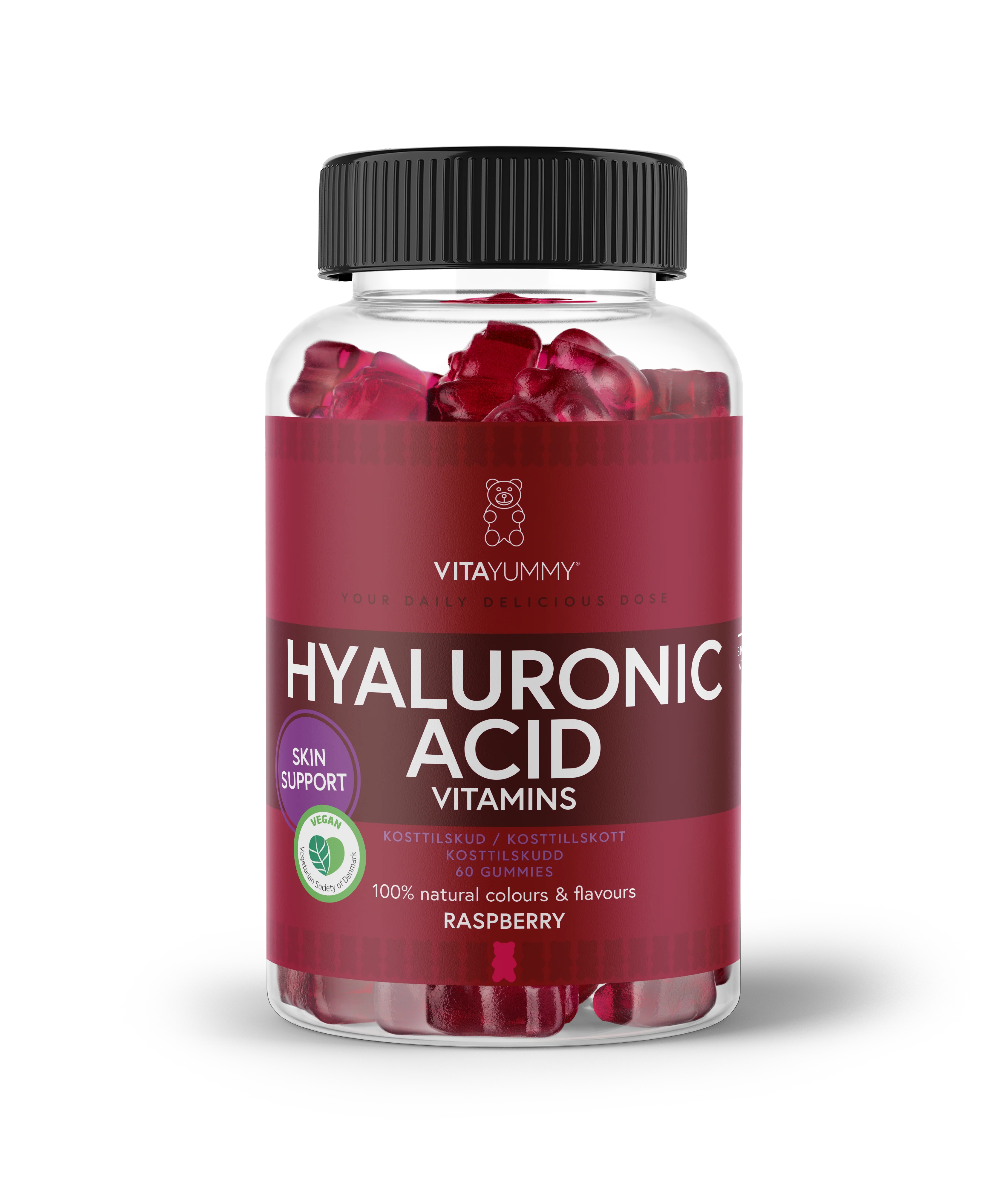 VitaYummy Hyaluronic Acid - Raspberry (60 stk) - Kosttilskud