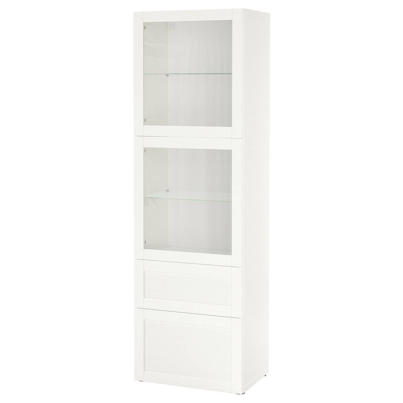 BESTÅ förvaringskombination med glasdörr, vit/Hanviken vit klarglas, 60x42x193 cm