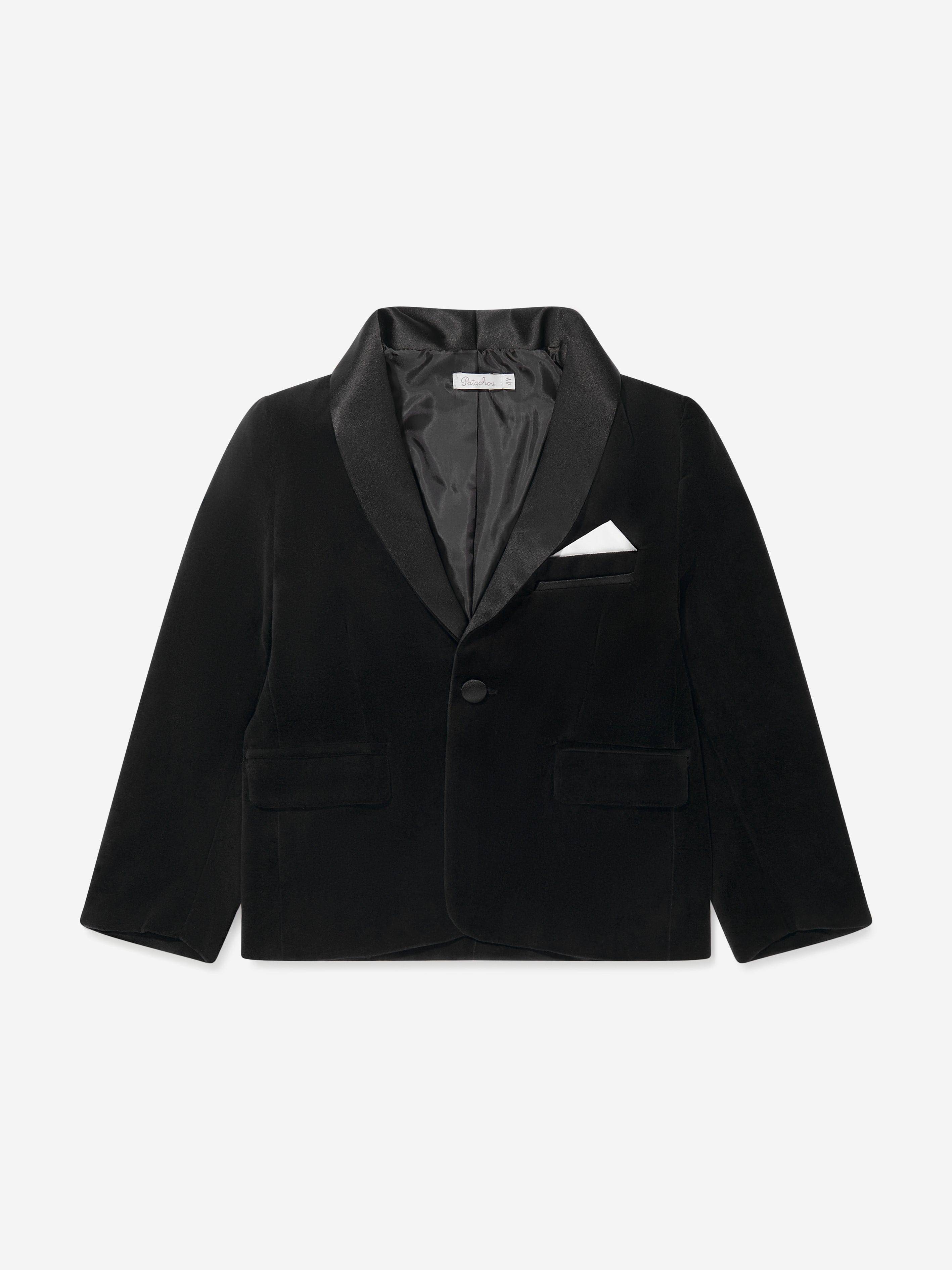 Patachou Boys Velvet Blazer in Black - Black / 4 Yrs (4 Yrs)