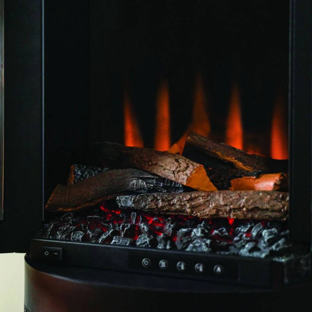 Ashurst - Sort fritstående elektrisk pejse fra British Fires - Indendørs elektrisk komfur - Effektiv opvarmning