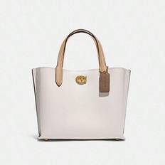 Willow 24 Tote Bag Leather Shoulder Bag For Woman Handbag With Double Handle,Inside Zip Pocket,Twist-Lock C8561 B4CAH - White