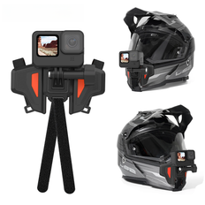 TELESIN Motorcycle Helmet Mount Strap Flodable Front Chin Mount for GoPro 13 12 11 10 9 DJI Osmo