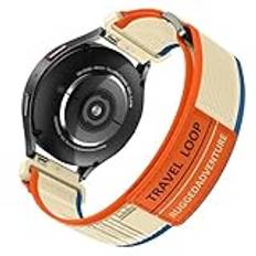 Kamita Sport nylonrem kompatibel med Samsung Galaxy Watch-remmar, 20 mm Trail Loop rem för kvinnor och män, justerbart flätat elastiskt sportersättningsband för män och kvinnor (orange-beige)