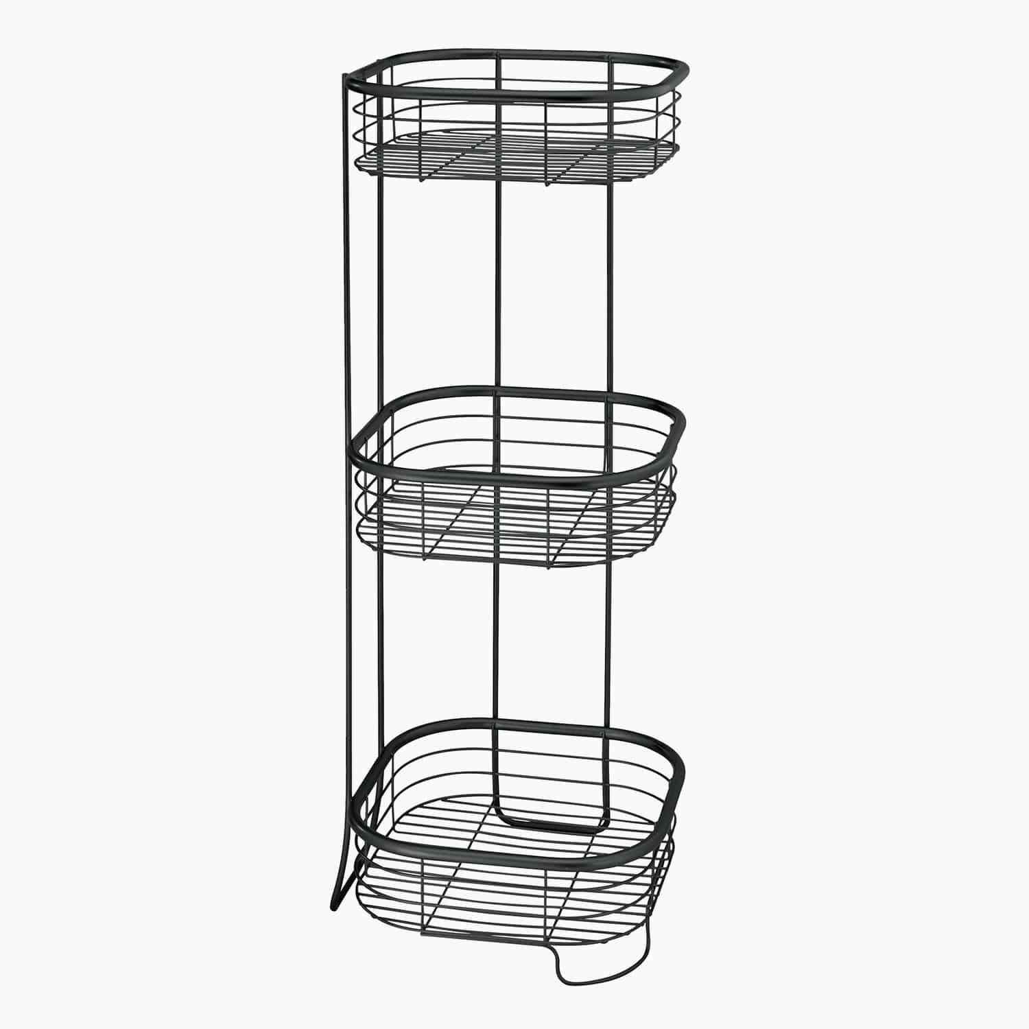 Badeværelsesreol til brusebadet - Sort - 23cm x 23cm x 65,6cm - Lærke