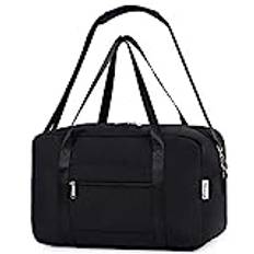 för kabinväska 40 x 20 x 25 cm, undersäte, vikbar, resväska, handbagage, A-svart