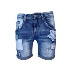 Cat & Co - Denim shorte med lapper - Blå - 34 / Denim