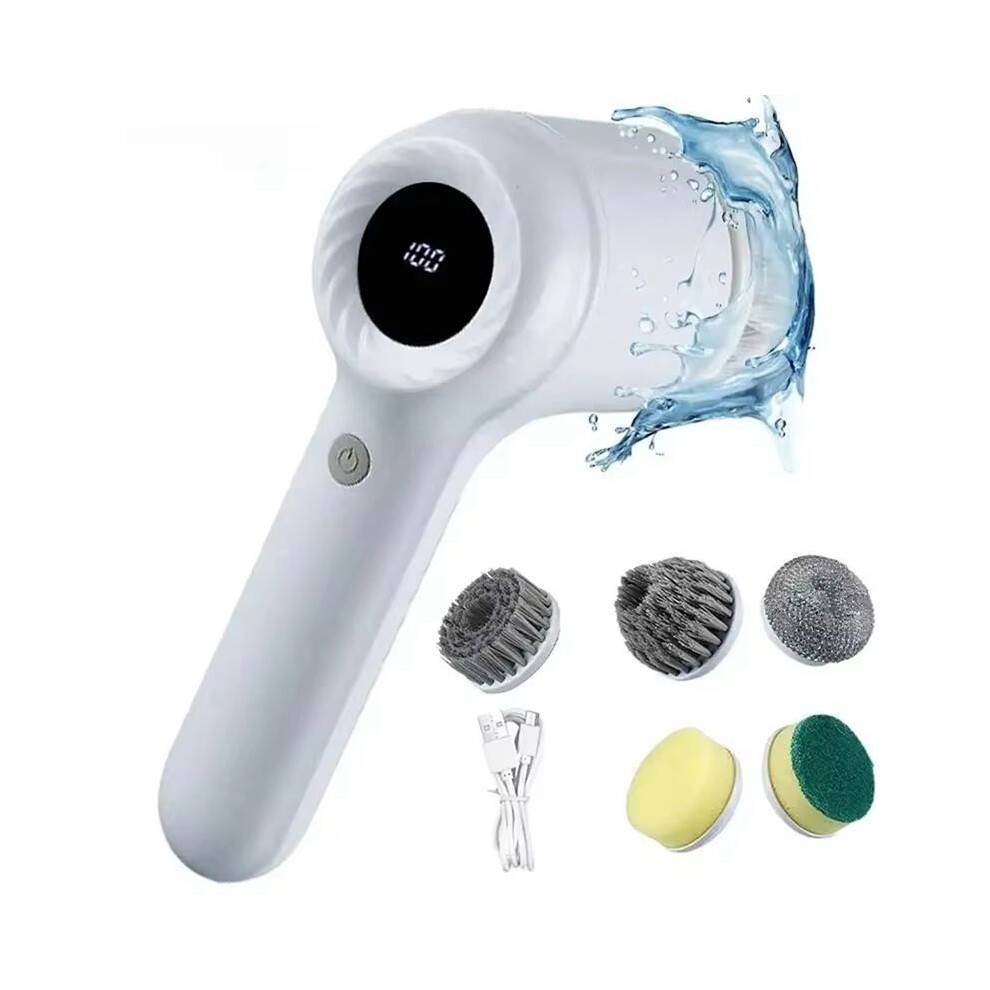 Electric Cleaning Brush Electric Spin Scrubber Bathroom Cordless Cleaning Brush with 5 Replaceable Brush Heads