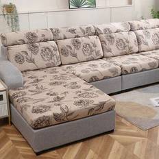 1pc Printed Stretch Sofa Seat Cushion Cover, L-Shaped Sofa Cover, Separate Sofa Backrest Cover, Furniture Protector, Stretch Sofa Cushion Cover, Sofa - Brown - Single Seat,2 Seater,3 Seater,4 Seater,Sofa Back Covers,L-shaped