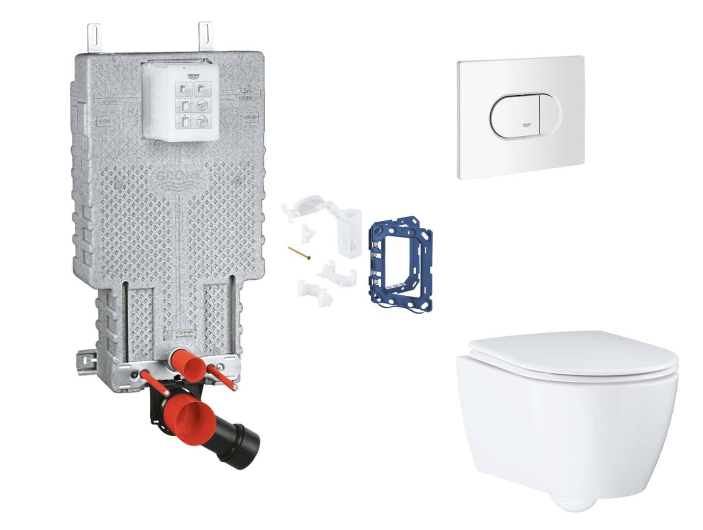 Grohe Uniset - Set med väggmonterad installation, toalett, SoftClose-sits, Arena Cosmopolitan-knapp och tablettsats, alpinvit SANI15BB3128