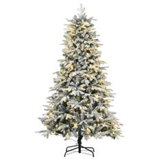 Kunstigt juletræ med lys, 180 cm kunstig gran med kunstig sne, fod, kunstigt juletræ med 888 grenspidser til jul, indendørs