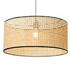 Bambu rotting Handvävd hänglampa Retro rund ljuskrona Handvävd bambu lampskärm Lampa Takhängande belysning med justerbar sladd Dekorativ kontorsbelysning Hänglampa, 50 cm