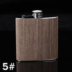 6oz trä läder höftkolvar rostfritt stål whisky vin alkohol flagon flaska drinkware för - Stil 5