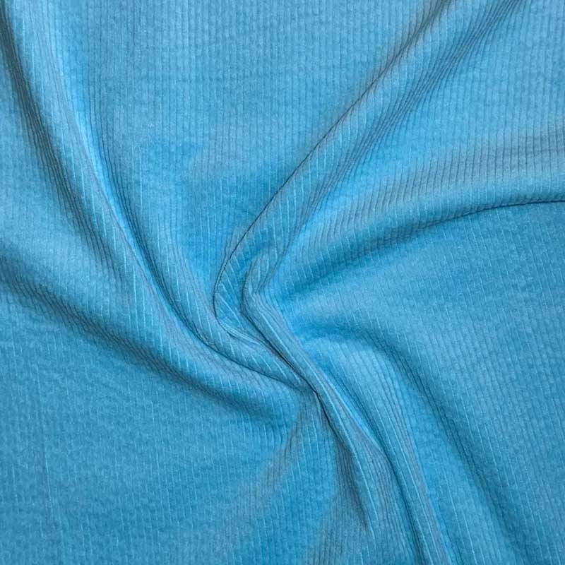 Bredriflet fløjl med stræk cyan