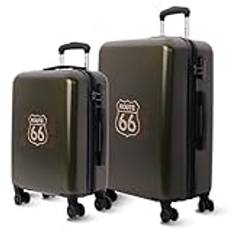 Route 66 Kabinväska 55 x 40 x 20 (utdragbar) – 33 l – Ryanair kabinväska – kompatibel med flygbolag, lätt och styv handbagage – 4 hjul, khaki, 66x44x24 cm, Hyttset + medium