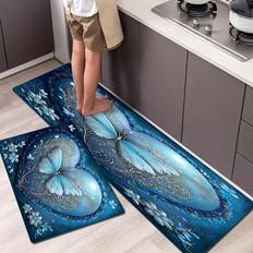 1Pcs Butterfly Flower Kitchen Rug Anti-Fatigue Kitchen Rug Waterproof Non-Slip Rugs Runner Rug Bedside Rug Absorbent Carpet For Kitchen 40*60cm