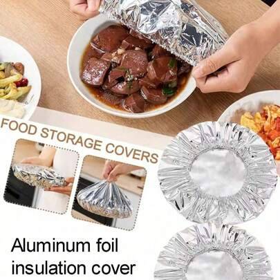Återanvändbara lock i aluminiumfolie för mat – isolerade bordslock, lock i aluminiumfolie, köksfilm för fräschör och isolering, lämpliga för skålar, t - Multifärgad (Multi-size)